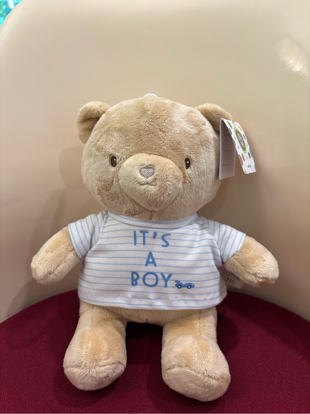 NEW Plush Bear Baby Gift - Beige Bear with Blue “It's A Boy Shirt” | Little Me